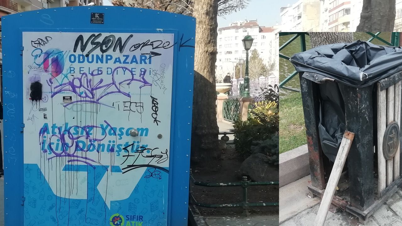 Çöp kutuları vandalların hedefi olmaktan kurtulamıyor