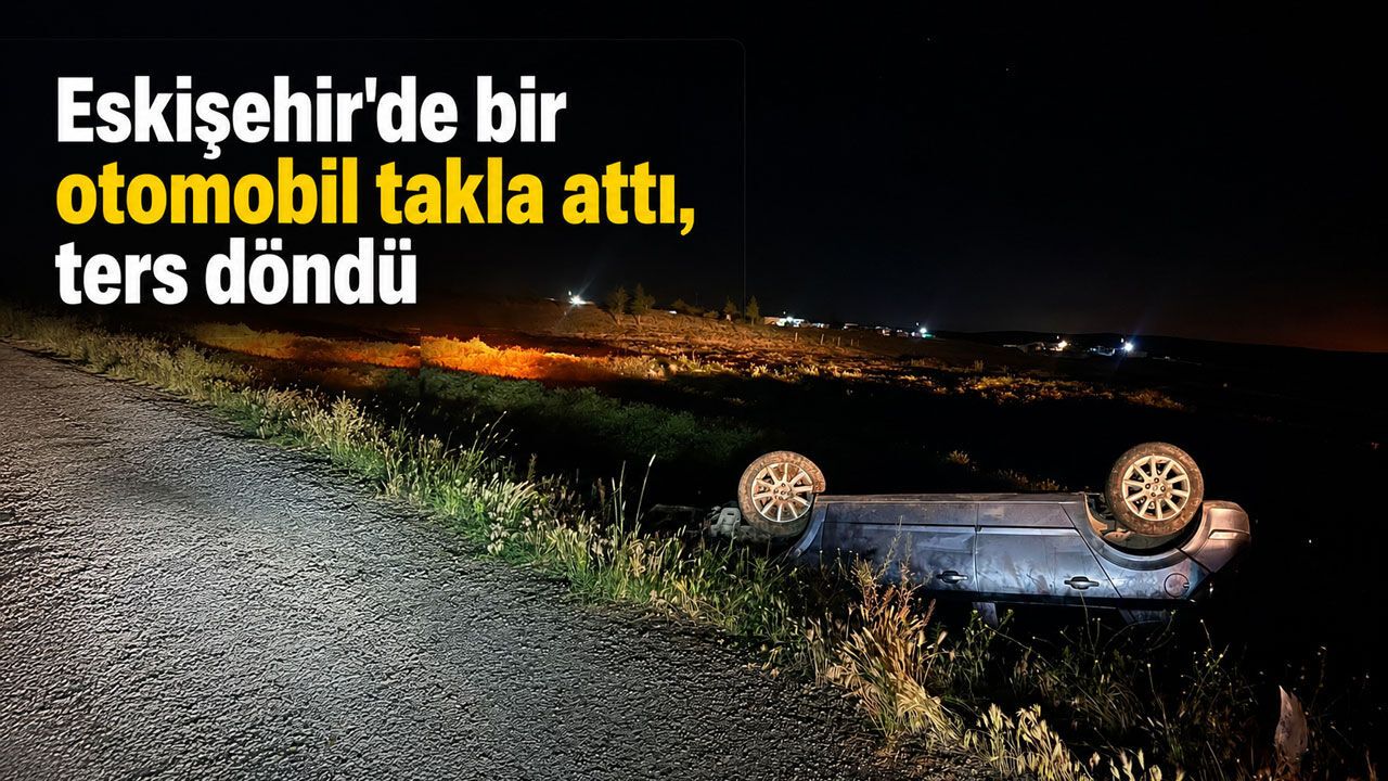 Kontrolden çıkan araç takla attı