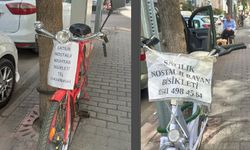 İlginç yazılı satılık bisikletler!