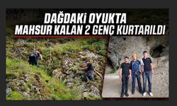 Dağdaki oyukta mahsur kalan 2 genç kurtarıldı