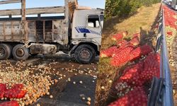 Tonlarca soğan yola saçıldı: 2 kişi yaralandı