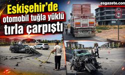Tuğla Yüklü Tırla Çarpıştı, Otomobil Hurdaya Döndü