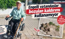 Engelli vatandaşlar bozulan kaldırımı kullanamıyor