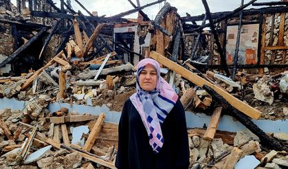 Bayramda geldikleri köyde evleri yandı