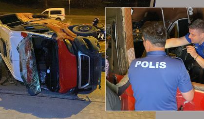 Takla atan minibüs hurdaya döndü