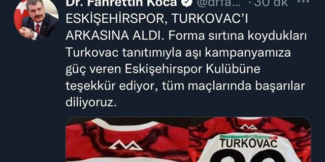 Bakan Koca’dan Eskişehirspor’a teşekkür