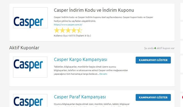 İndirimkuponum.net ile Casper İndirim Kodu Fırsatları Burada!