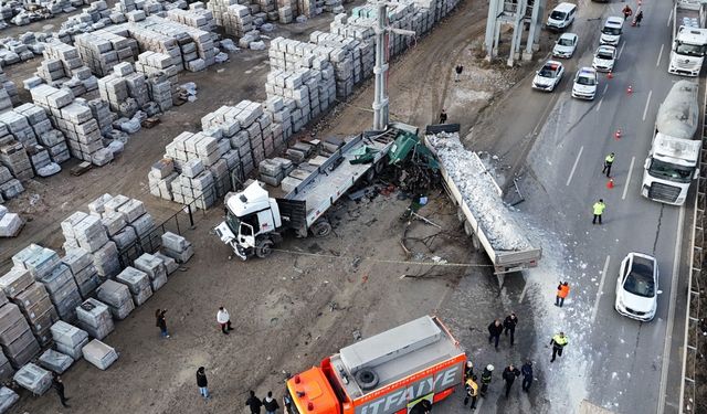 Lastiğinin patlayan tırın sürücüsü hayatını kaybetti