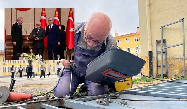 Mehmet 'Usta' Cumhurbaşkanı Erdoğan'dan plaket aldı