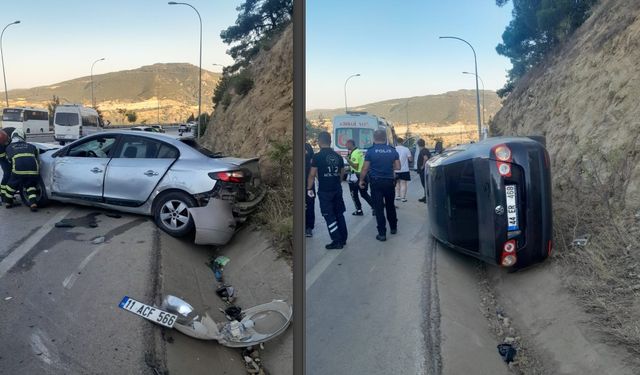 Kaza yapan araca başka bir araç çarptı, 2 kişi yaralandı