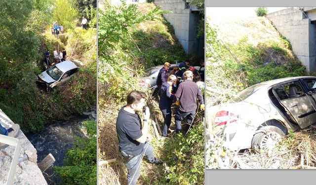 Seyir halindeyken tekerleği çıkan araç şarampole uçtu