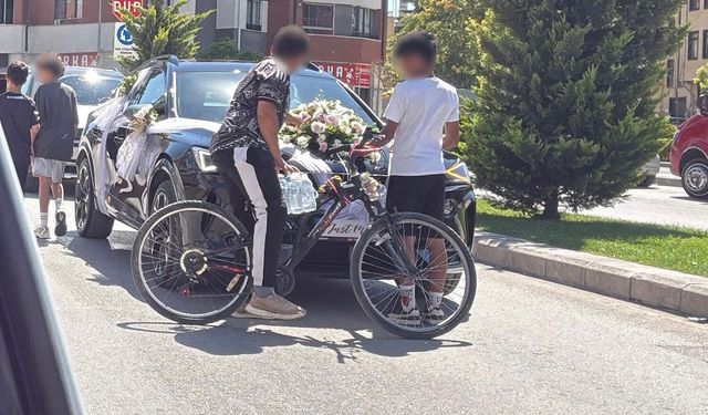 Eskişehir’de Bisikletli Çocukların Tehlikeli Oyunu