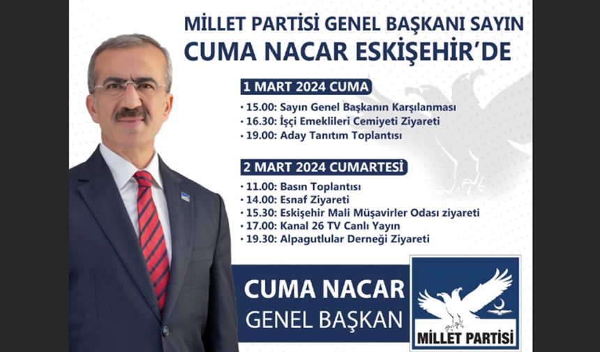 Cuma Nacar Eskişehir'e geliyor