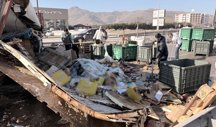 Gıda malzemesi yüklü tır refüje girdi: 1 yaralı