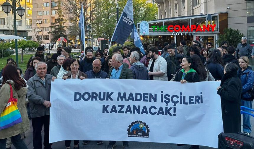 Doruk madencilik işçilerine eylemle destek