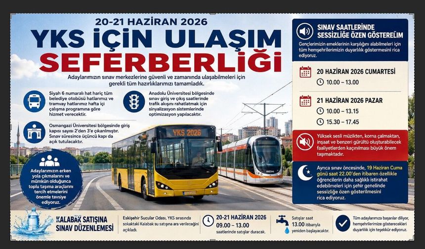 Eskişehir'de sınav günü toplu taşıma uyarısı