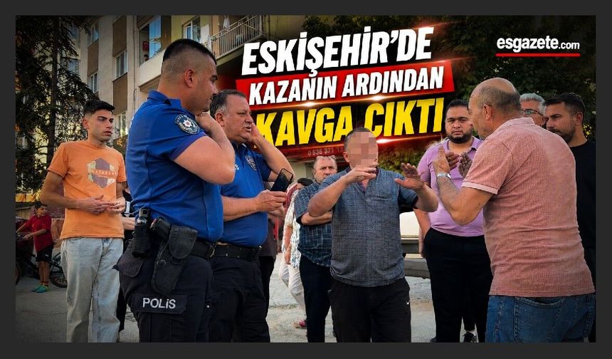 İki araç çarpıştı, taraflar birbirine girdi