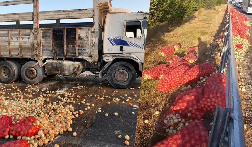 Tonlarca soğan yola saçıldı: 2 kişi yaralandı