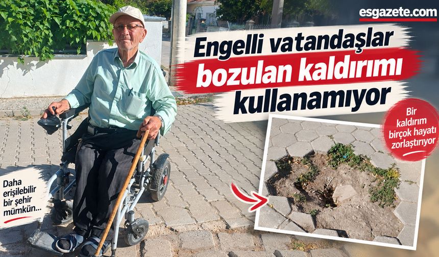 Engelli vatandaşlar bozulan kaldırımı kullanamıyor