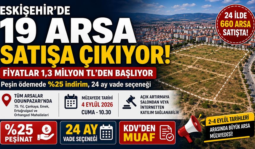 Eskişehir’de 19 arsa satışa çıkıyor
