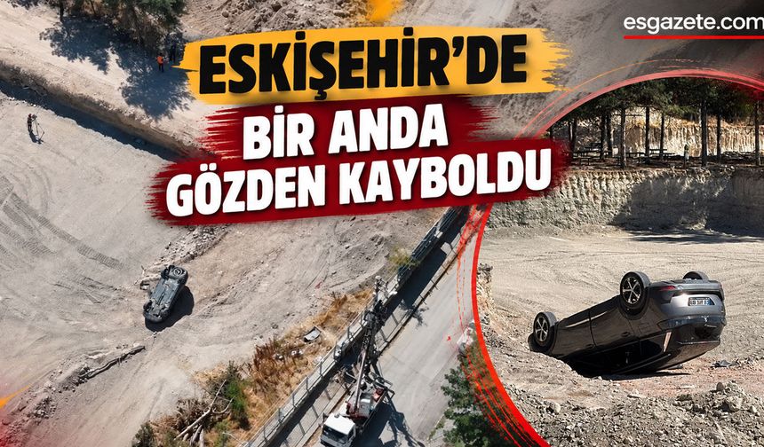 Eskişehir'de otomobil temel çukuruna düştü