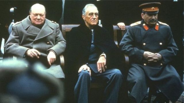 Churchill, Roosvelt, Stalin Yalta Konferansında