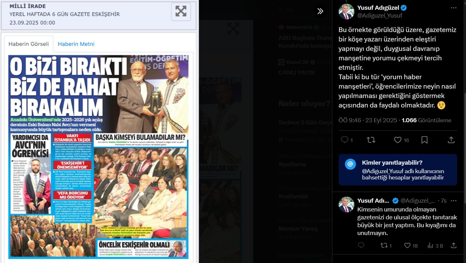 Rektor Adiguzel Manset Uzerinden Ders Verdi 1