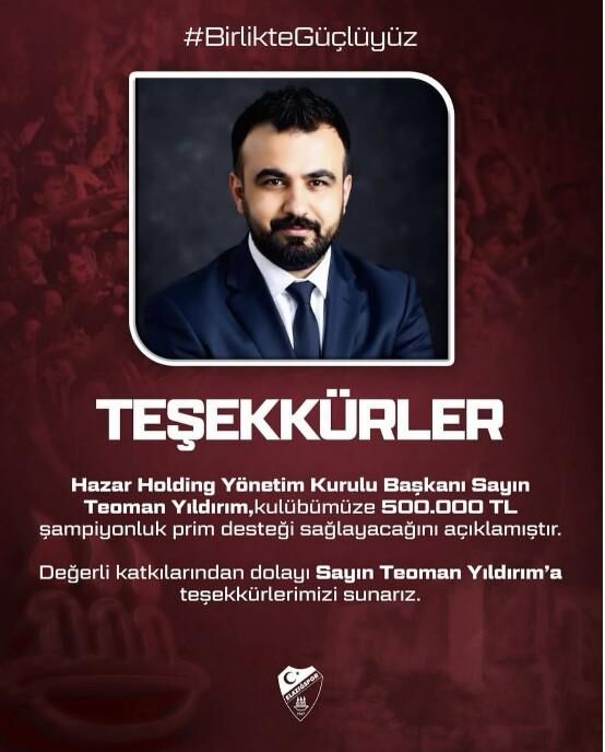 Teoman Yildirimdan Elazigspora Sampiyonluk Oncesi Onemli Destek 1