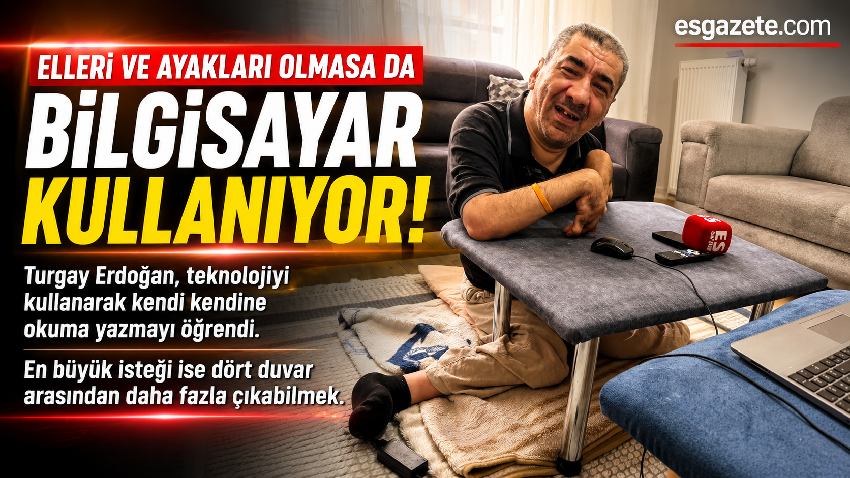 Elleri ve ayakları olmasa da bilgisayar kullanıyor