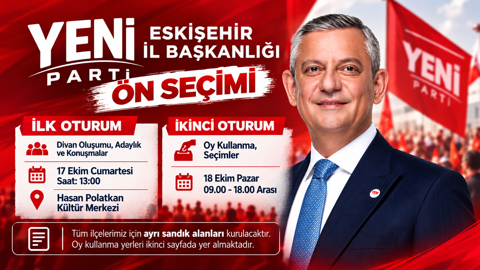 Yeni Parti il başkanlık seçimi 18 Ekim'de